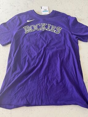 NWT Men’s Nike Purple Rockies Logo Tee size Medium